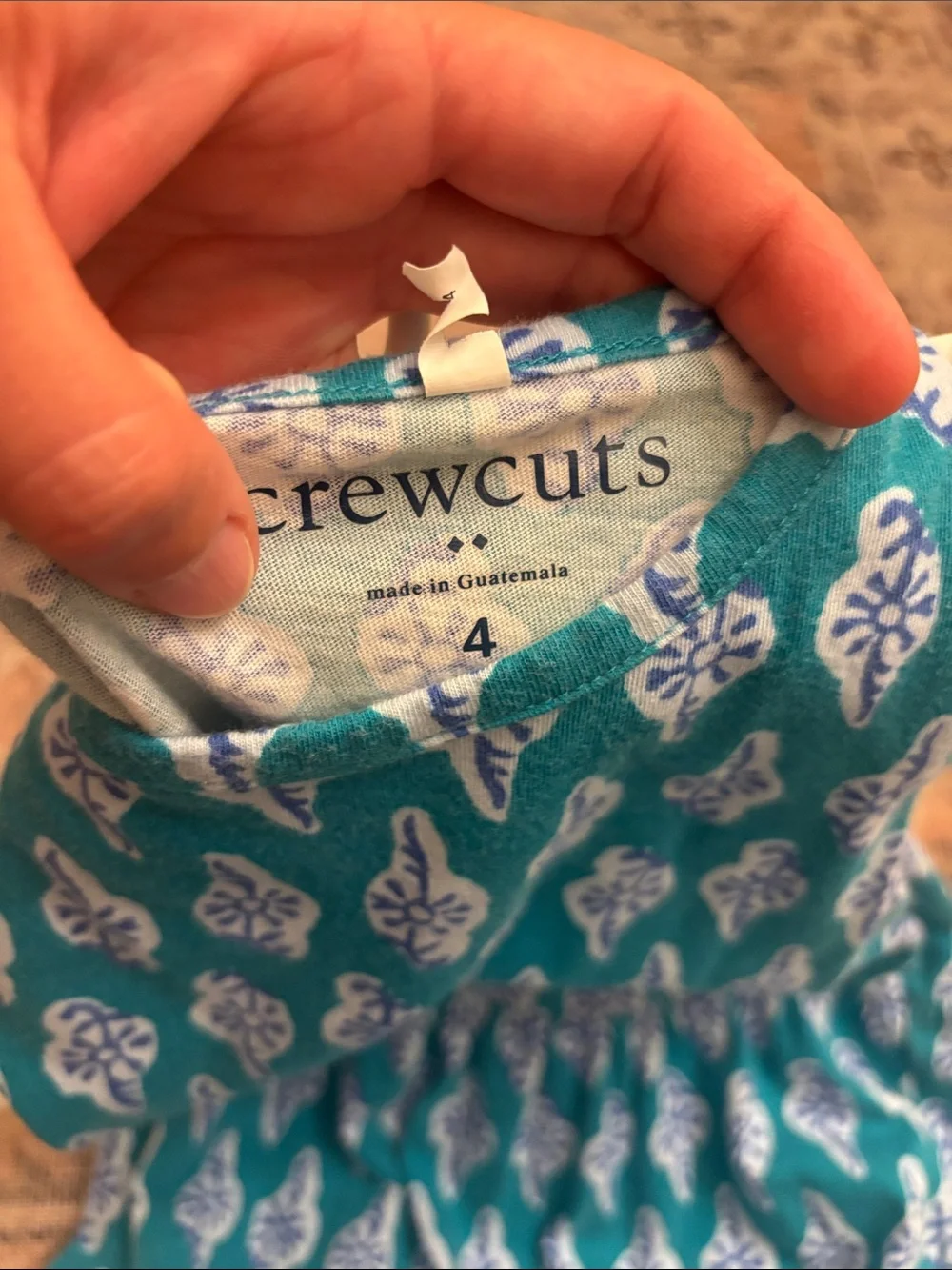 J. Crew Teal and White Printed Tiered Girls' Dress